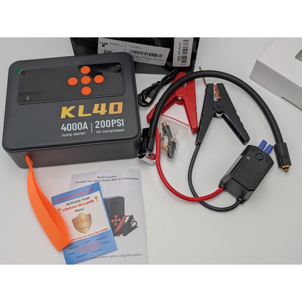 4000A Jump Starter w/Air Compressor‎ 200PSI, 26000mAh Power Bank for Cars